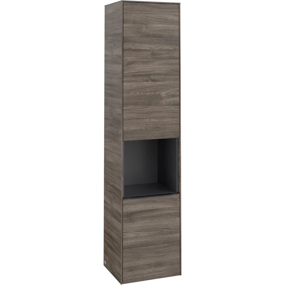 V&B SUBWAY 3.0 HØYSKAP 40X171 HØYRE 2 DØRER & HYLLE STONE OAK HÅNDTAK I VOLCANO BLACK v:7207106