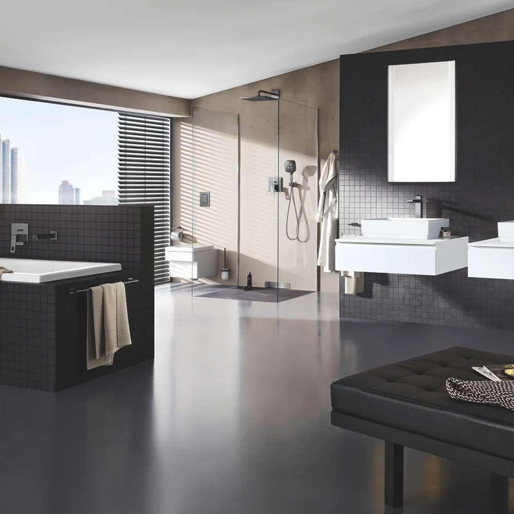 GROHE RSH 310 MONO CUBE HODEDUSJ M/DUSJARM 422MM 7,5L BØRSTET HARD GRAFITT v:8033409