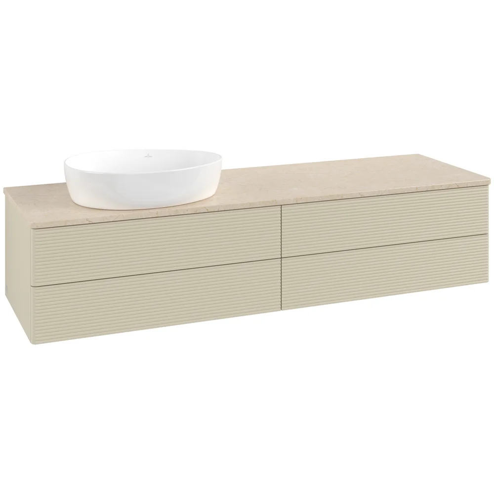 V&B ANTAO SERVANTSKAP 4 SKUFFER RILLET 1600X360X500 VENSTRE U/KRANHULL SILKEGRÅ/CRÉME v:8794246