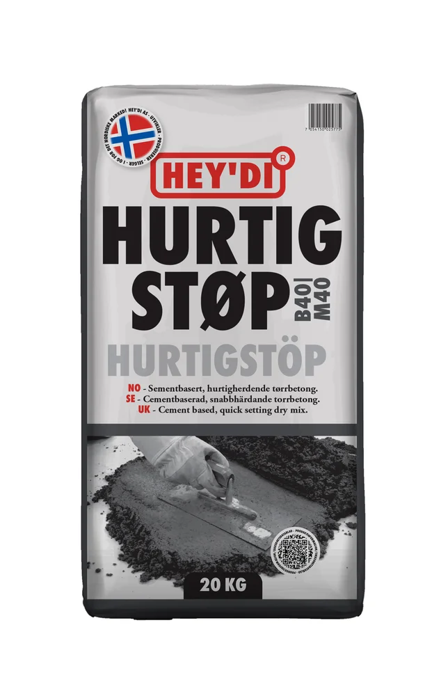 Heydi hurtigstøp 20kg støp hurtigherdende støpemasse v:5136641 Heydi hurtigstøp 20kg støp hurtigherdende støpemasse v:5136641