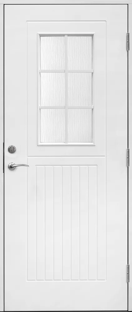 Ytterdør Saga 100×210 cm med glass hvit venstre v:2390501 Ytterdør Saga 100×210 cm med glass hvit venstre v:2390501