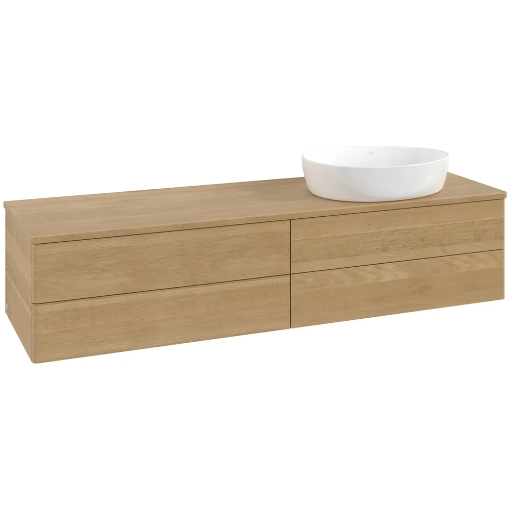 V&B ANTAO SERVANTSKAP 4 SKUFFER GLATT 1600X360X500 HØYRE U/KRANHULL EIK v:3787298