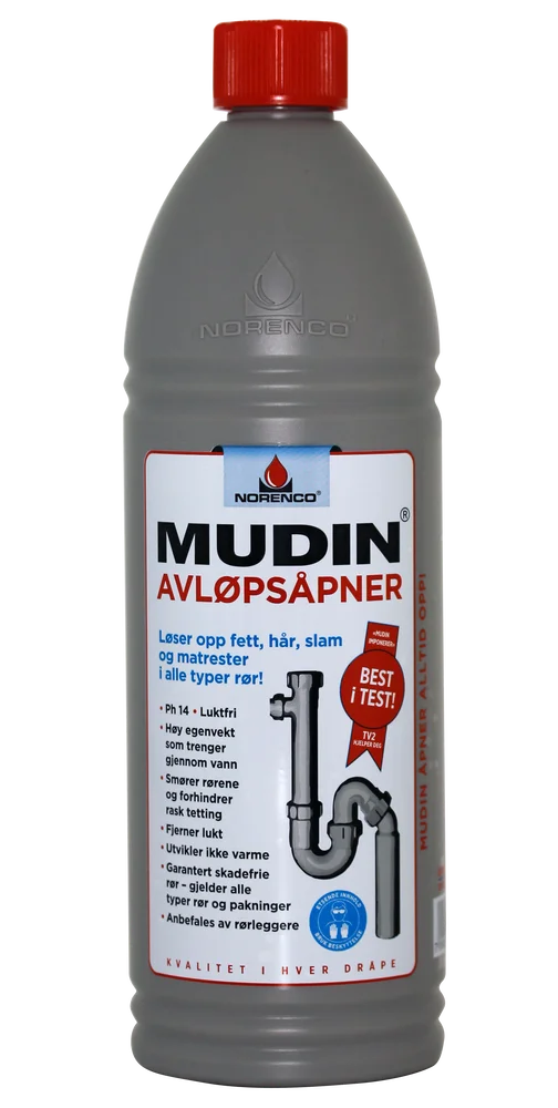 Mudin avløpsåpner 1 liter – sterk flytende røråpner v:4731532