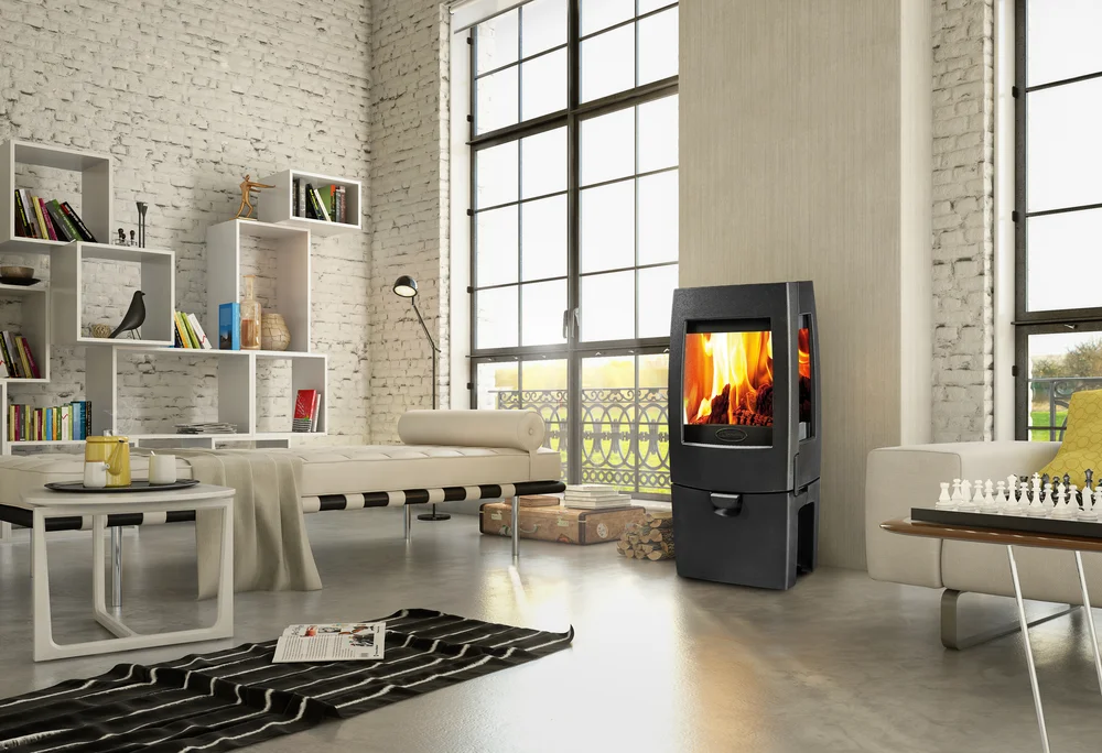 Dovre peisovn Sense 213 sort med sideglass og 3300–4900 W varmeeffekt v:7439581