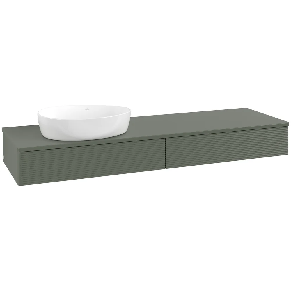 V&B ANTAO SERVANTSKAP 2 SKUFFER RILLET 1600X190X500 VENSTRE U/KRANHULL GRØNN v:7170559