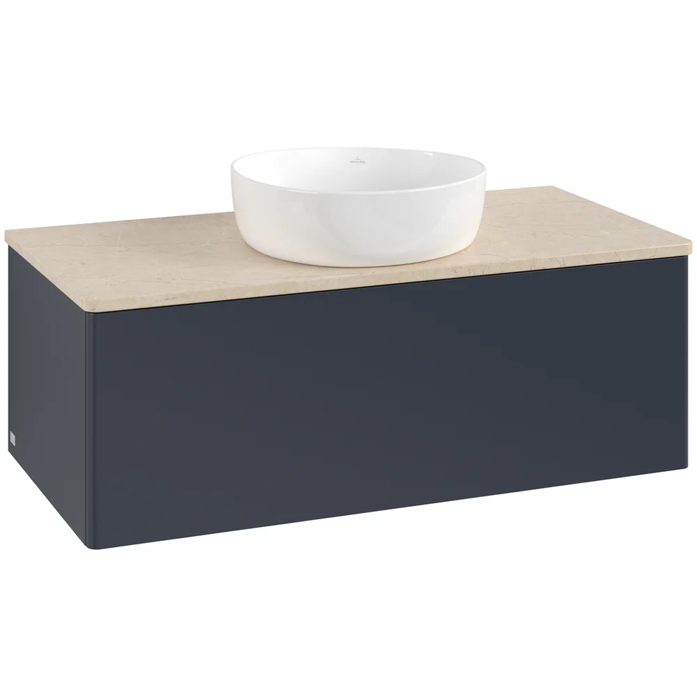 V&B ANTAO SERVANTSKAP 1 SKUFF GLATT 1000X360X500 U/KRANHULL BLÅ/CRÉME v:7530537