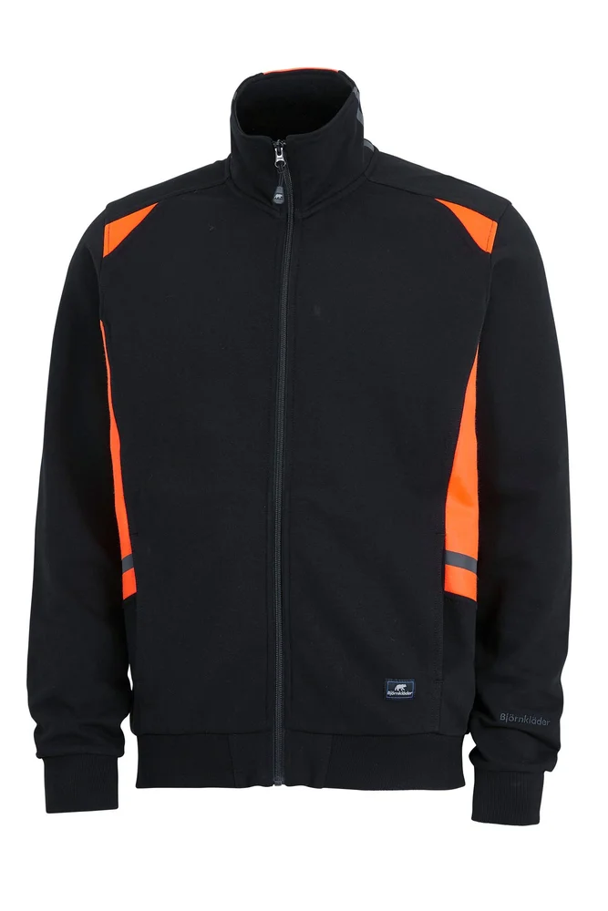 BJÖRNKLÄDER SWEATJAKKE CONTRAST 924-0 MED ZIP SORT/ORANSJE v:4964773