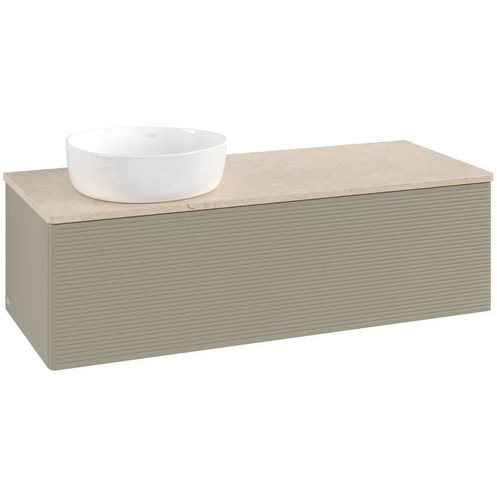 V&B ANTAO SERVANTSKAP 1 SKUFF RILLET 1200X360X500 VENSTRE U/KRANHULL STENGRÅ/CRÉME v:8539964