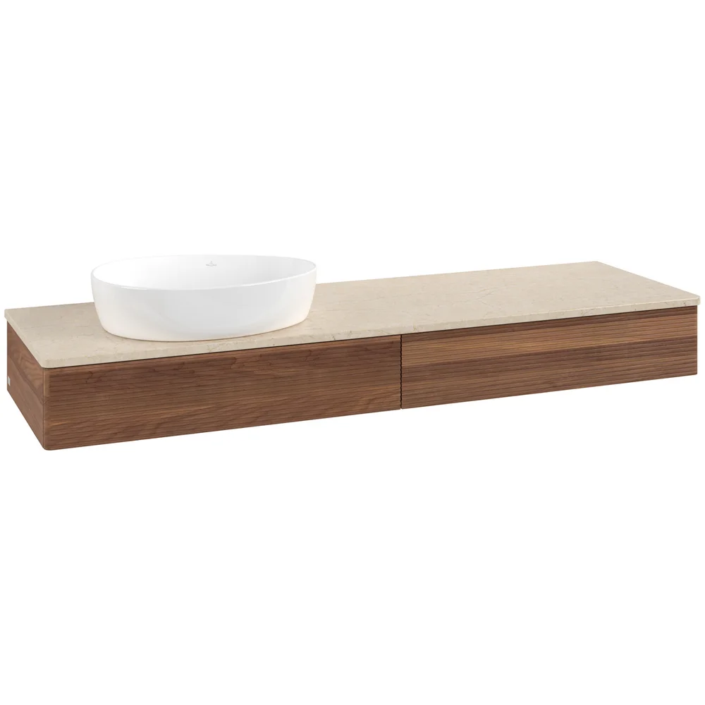 V&B ANTAO SERVANTSKAP 2 SKUFFER RILLET 1600X190X500 VENSTRE U/KRANHULL VALNØTT/CRÉME v:2928911