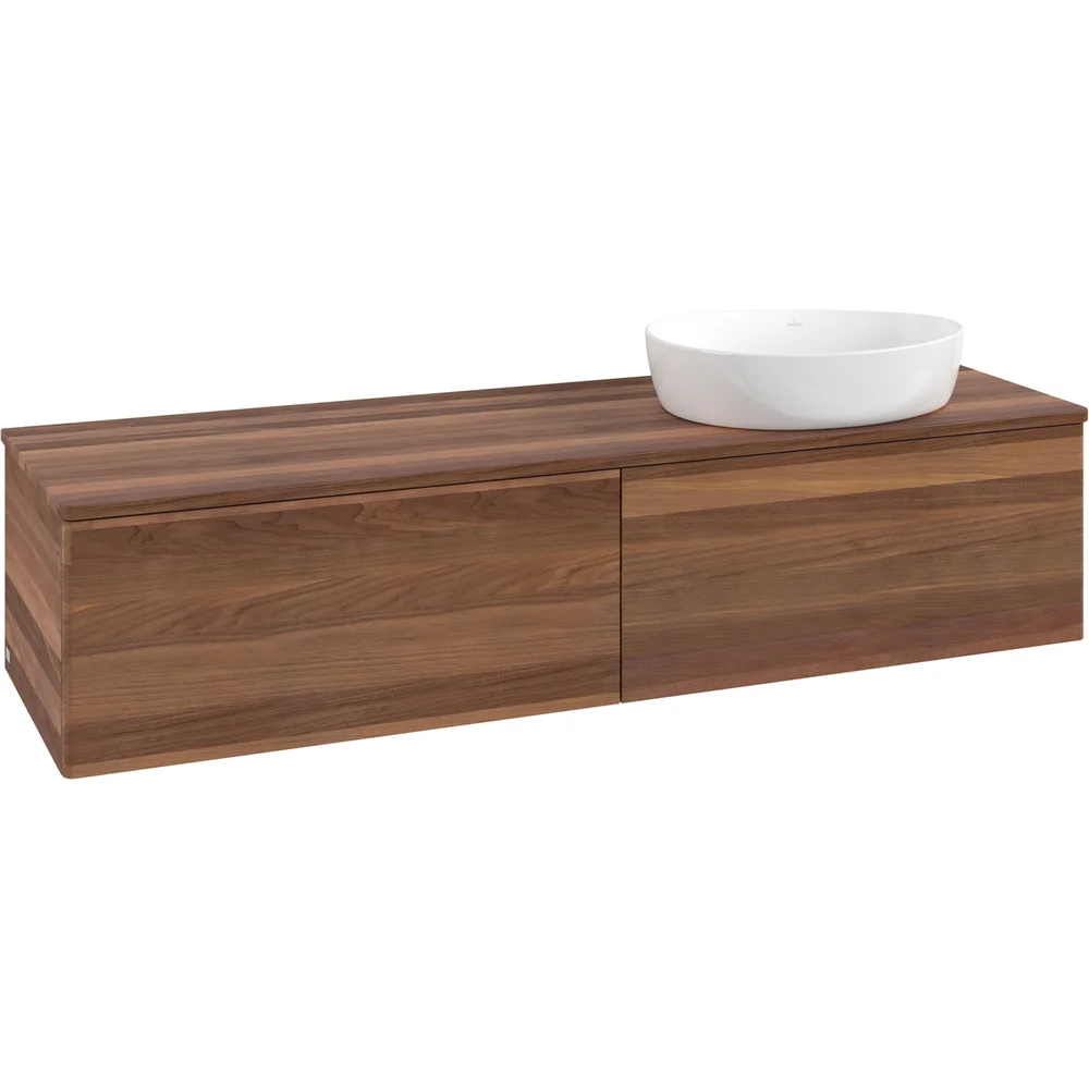 V&B ANTAO SERVANTSKAP 2 SKUFFER GLATT 1600X360X500 HØYRE U/KRANHULL VALNØTT/VALNØTT v:4754682