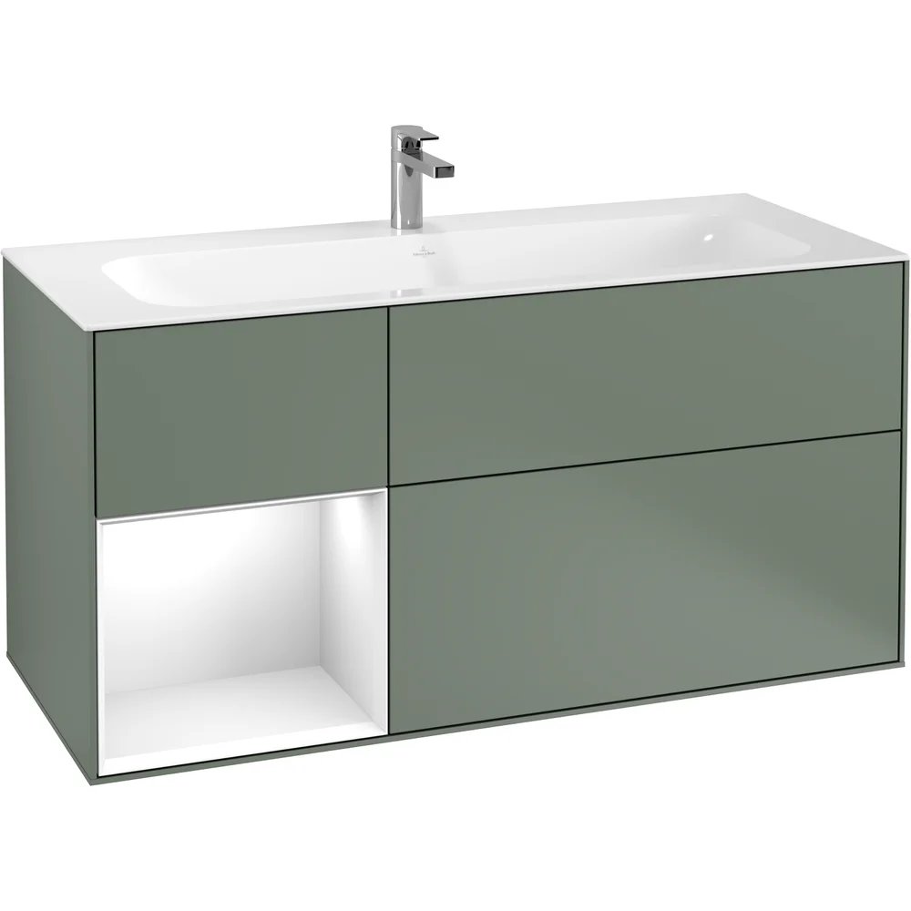 V&B FINION SERVANTSKAP 120 OLIVEN MATT LAKK M/LYS, VENSTRESTILT HVIT HYLLE v:3027603