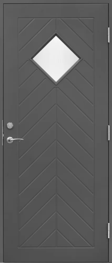 Ytterdør Fjell 90x190 cm grå med glass venstre v:7138372