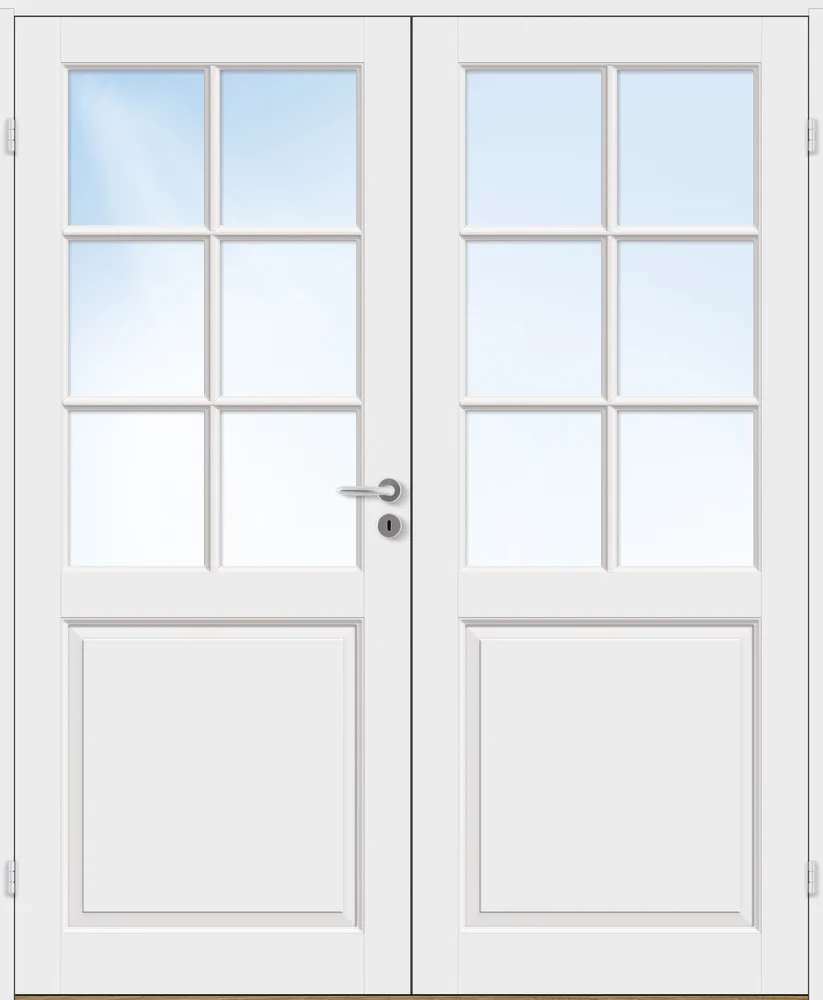 Dobbel innerdør 153×210 Jonas halvglass hvit v:8026857