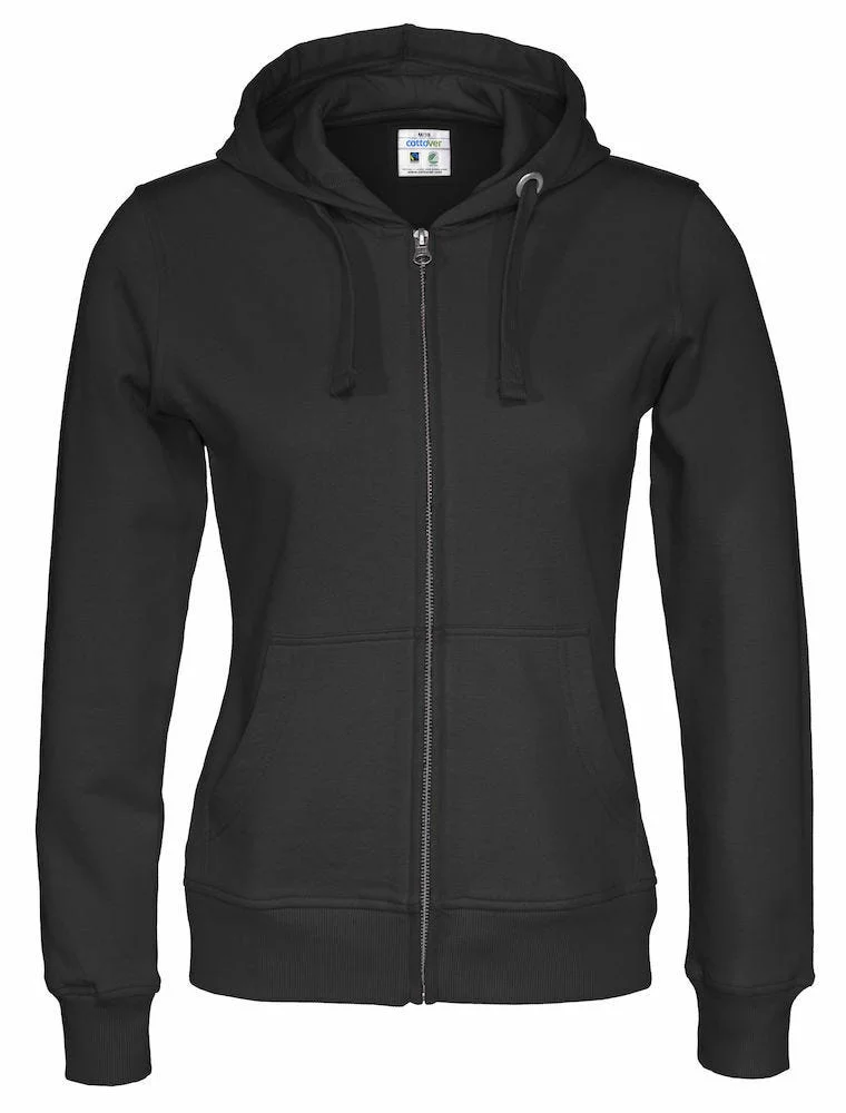 COTTOVER HOOD FULL ZIP 141009-990 DAME SVART v:2178167