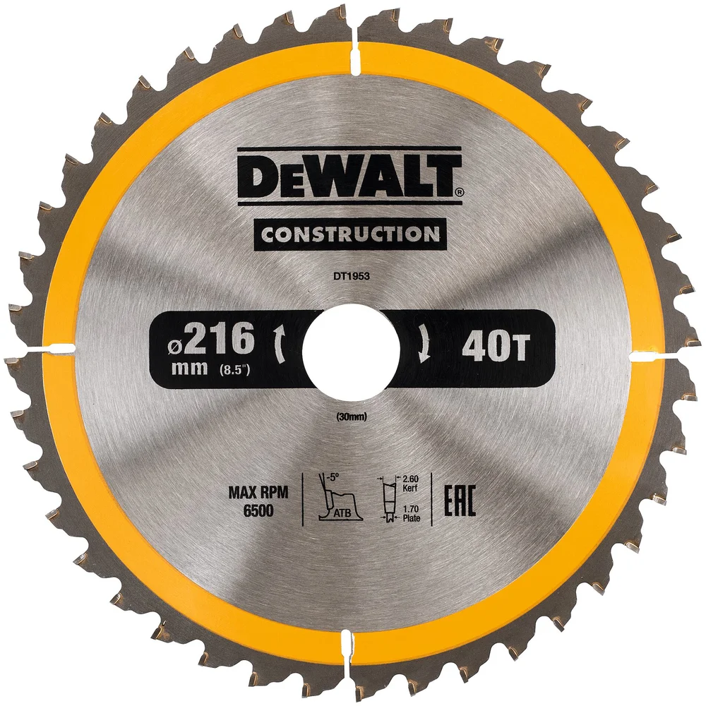 DEWALT SIRKELSAGBLAD Ø216X30MM 40T v:3105412