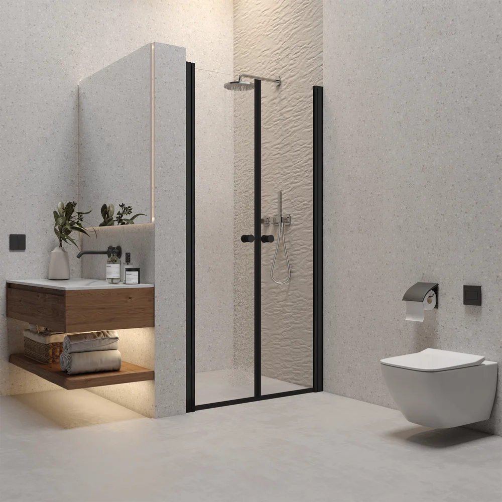 CELESTE DOBBEL NISJEDØR 5MM 80-85X190 CM M/ SIKKERHETSFOLIE, SORT v:4680963
