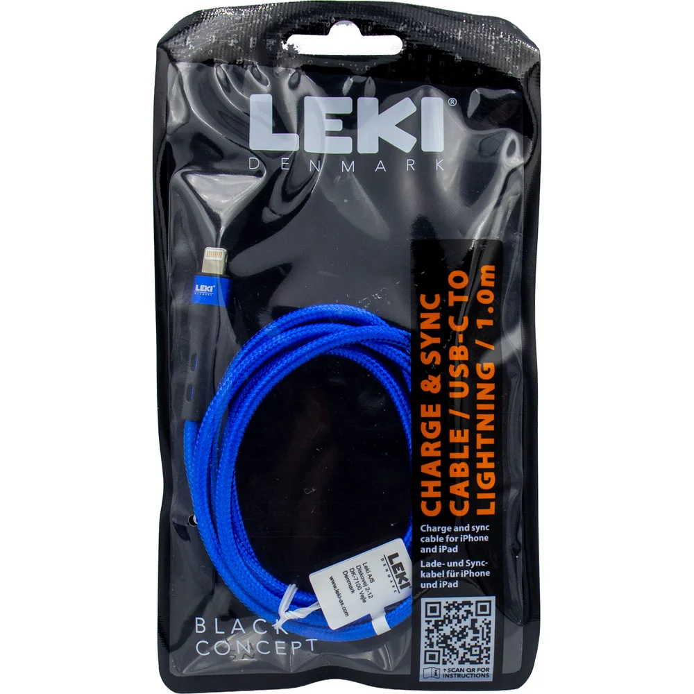 LEKI DENMARK BRAIDED BLUE CABLE USB-C TO LIGHTNING 1.0 M v:1656988 LEKI DENMARK BRAIDED BLUE CABLE USB-C TO LIGHTNING 1.0 M v:1656988