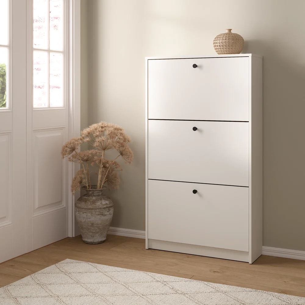 LIND FIORA SKOSKAP HVIT 3 DØRER 70X24X124 v:1142116