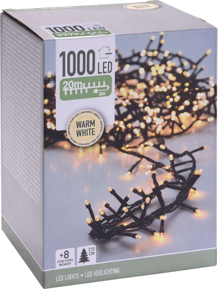 Microcluster lyslenke med 1000 varmhvite led lys v:7763516