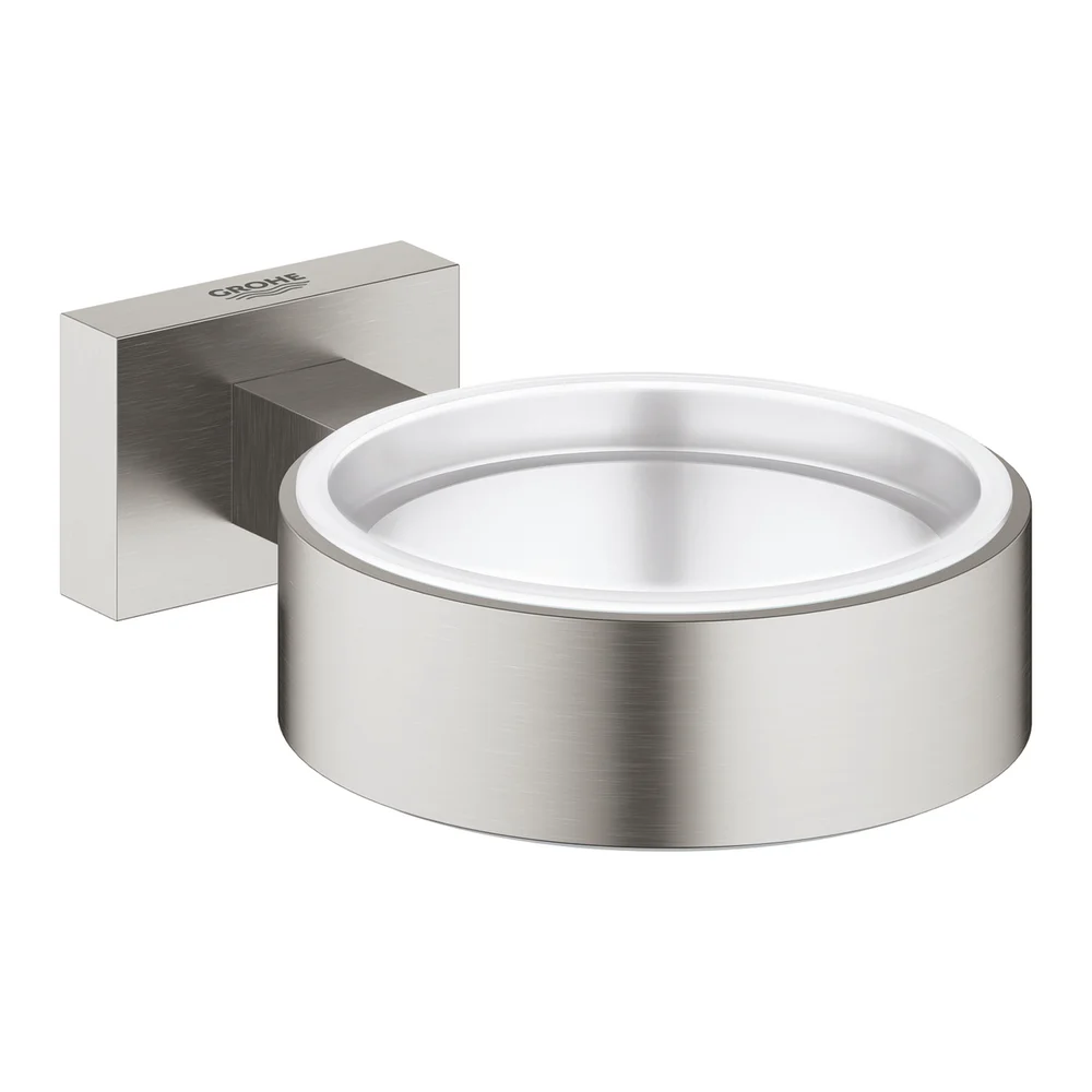 GROHE ESSENTIALS CUBE HOLDER FOR GLASS/SÅPESKÅL SUPERSTEEL v:3589950 GROHE ESSENTIALS CUBE HOLDER FOR GLASS/SÅPESKÅL SUPERSTEEL v:3589950