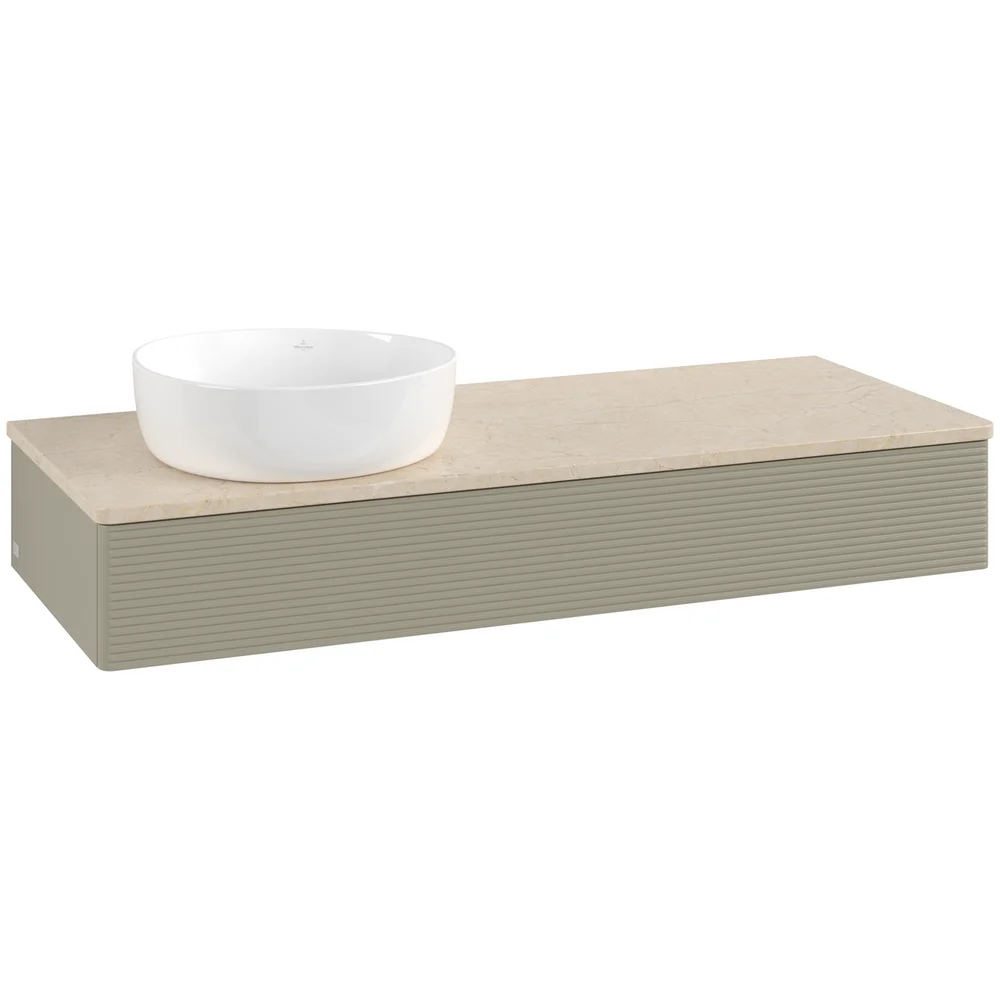 V&B ANTAO SERVANTSKAP 1 SKUFF RILLET 1200X190X500 VENSTRE U/KRANHULL STENGRÅ/CRÉME v:6000171