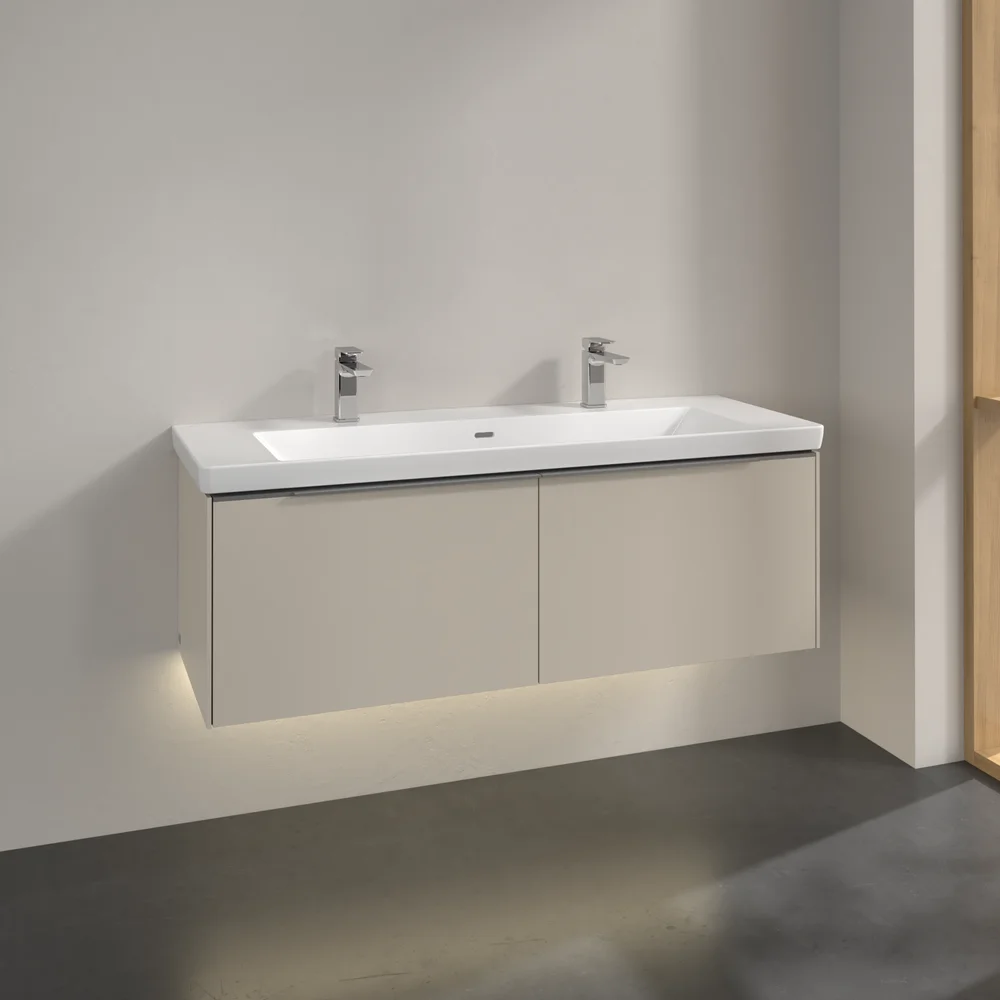 V&B SUBWAY 3.0 SERVANTSKAP 127X42 CASHMERE GREY M/LYS HÅNDTAK I KROM v:6382021