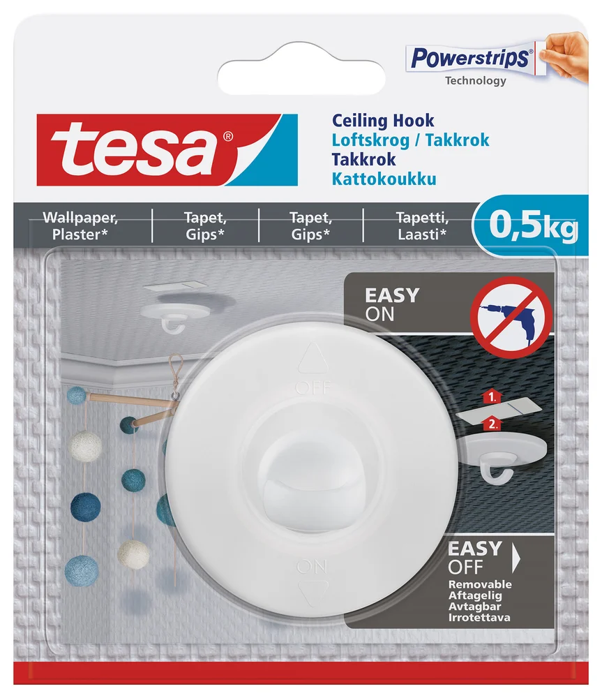 Tesa Selvheftende takkrok for tapet, 0,5 kg v:2000116 Tesa Selvheftende takkrok for tapet, 0,5 kg v:2000116