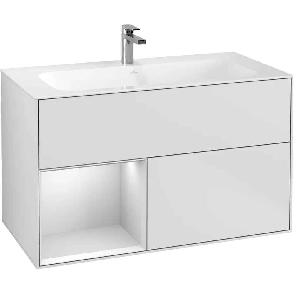 V&B FINION SERVANTSKAP 100 HVIT MATT LAKK EMOTION-LYS, VENSTRESTILT HVITMATT HYLLE v:5501647