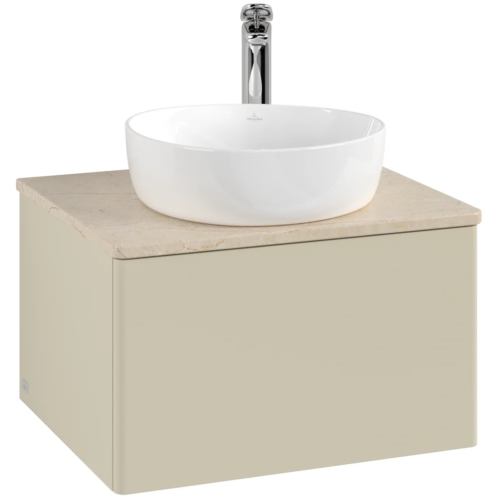 V&B ANTAO SERVANTSKAP 1 SKUFF GLATT 600X360X500 M/KRANHULL SILKEGRÅ/CRÉME v:1486810