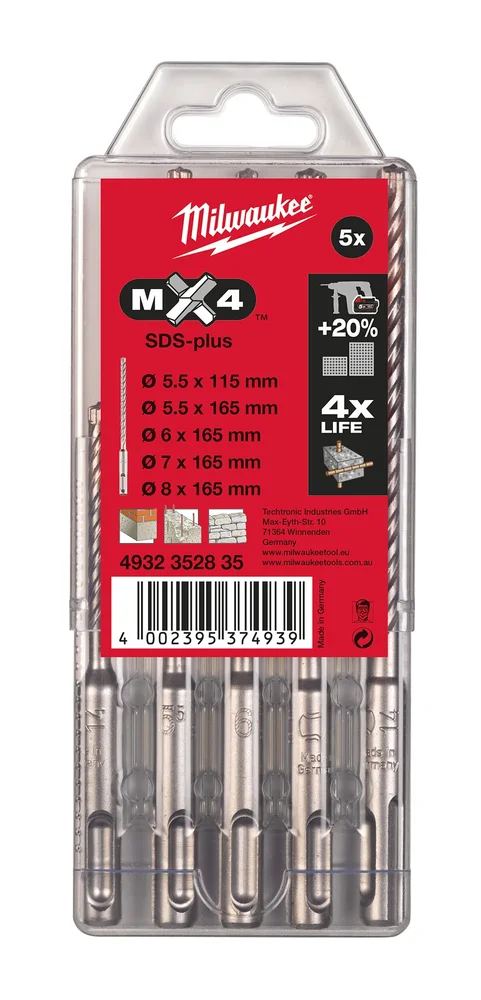 Milwaukee Hammerbor SDS+ RX4, 5-pakning v:3294446