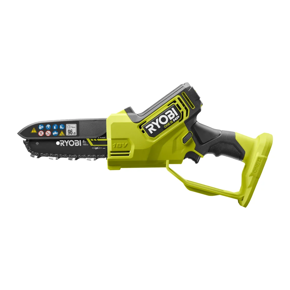 Ryobi grensag RY18PSX15A-0 u/ batteri – 15 cm sverd, børsteløs motor og enhåndsbetjening v:7311591