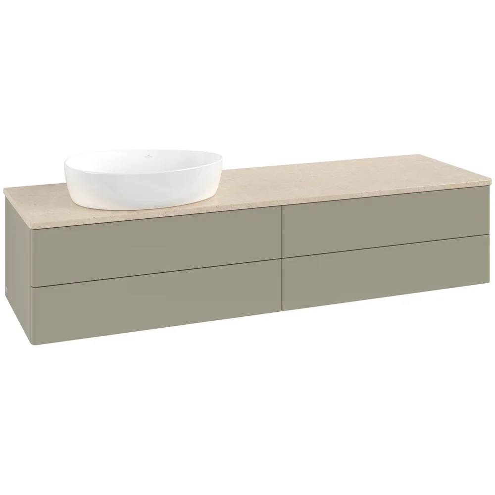 V&B ANTAO SERVANTSKAP 4 SKUFFER GLATT 1600X360X500 VENSTRE U/KRANHULL STENGRÅ/CRÉME v:6528930