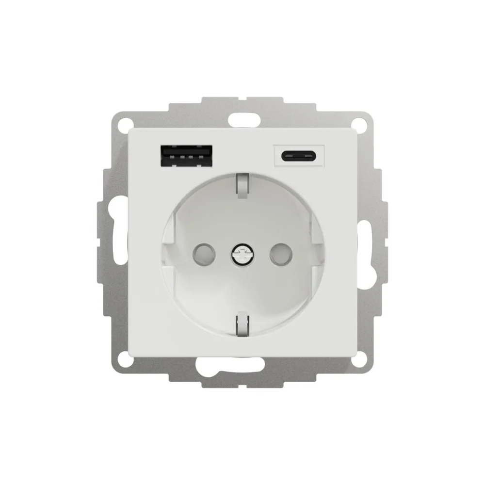 Schneider Electric Vegguttak, 1-vegs kombinert med USB A+C, Exxact. v:3568946