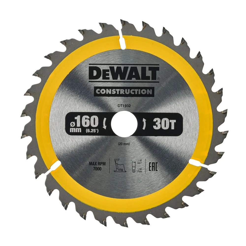 Dewalt Sirkelsagblad for tre DT1932-QZ, 30T, 160x20 mm. v:6819257