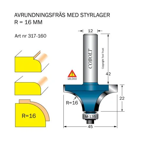 317-160 Cobolt Avrundingsfres 3132917 317-160 Cobolt Avrundingsfres 3132917
