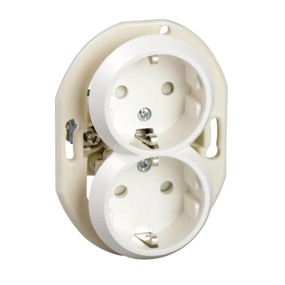 Schneider Electric Veggdottak, Renova, 2-via, jordet, innfelt, 16A, IP21, skrueforbindelse, hvit. v:5445420