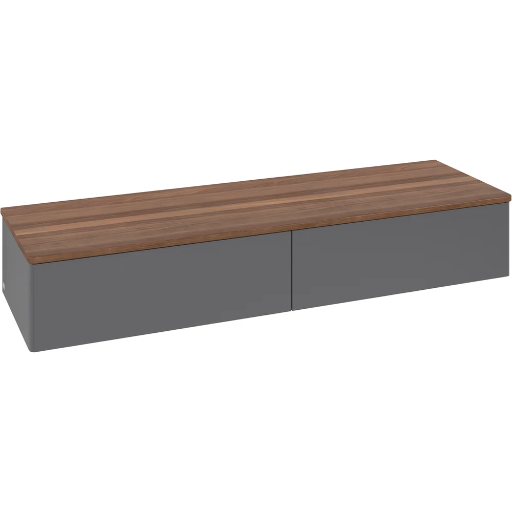 V&B ANTAO SIDESKAP 2 SKUFFER GLATT 1600X268X500 ANTRASITT/VALNØTT v:4382969