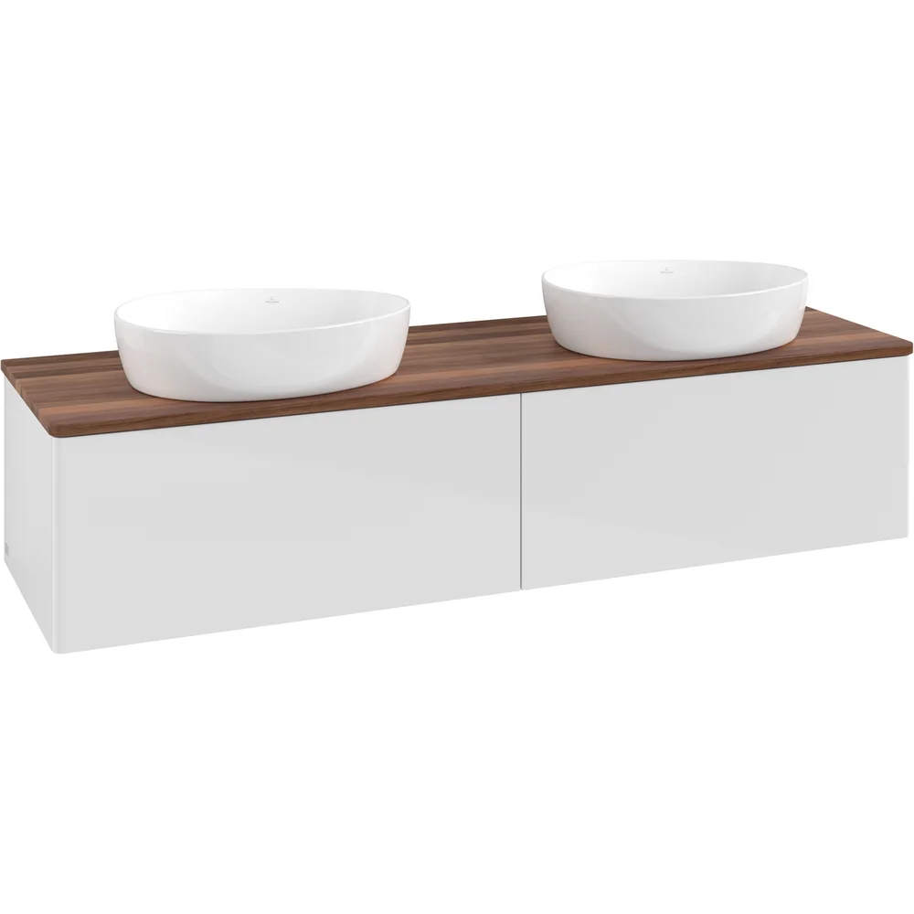 V&B ANTAO SERVANTSKAP 2 SKUFFER GLATT 1600X360X500 FOR 2 SERV. U/KRANHULL HVIT/VALNØTT v:4186596
