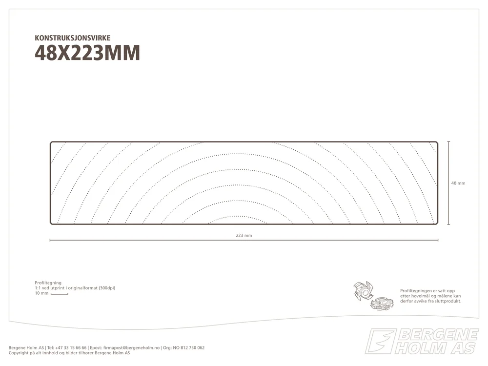 Konstruksjonsvirke C24 impregnert furu 48×223 mm v:7865015 Konstruksjonsvirke C24 impregnert furu 48×223 mm v:7865015