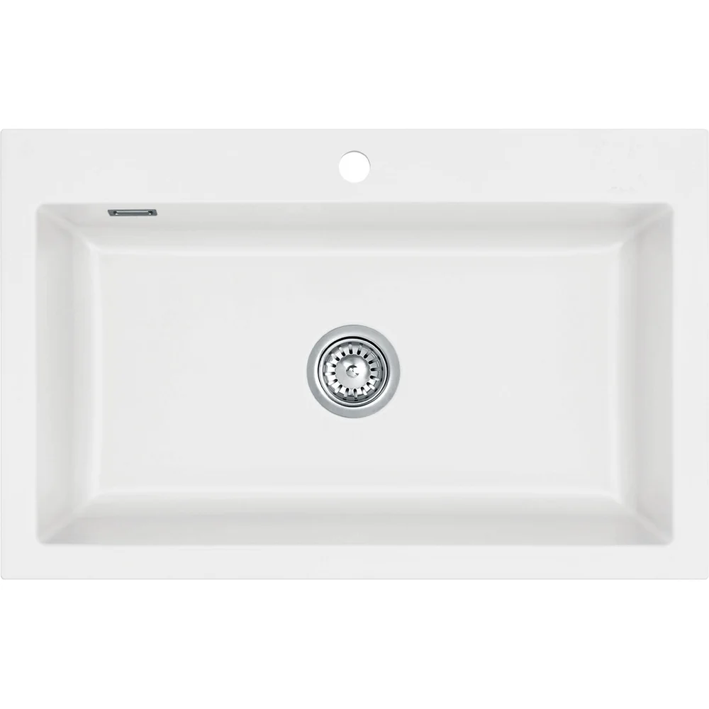 LAVABO MERA 80 KERAMIKK KJØKKENVASK MATT HVIT M/KROM BUNNVENTIL v:4012573