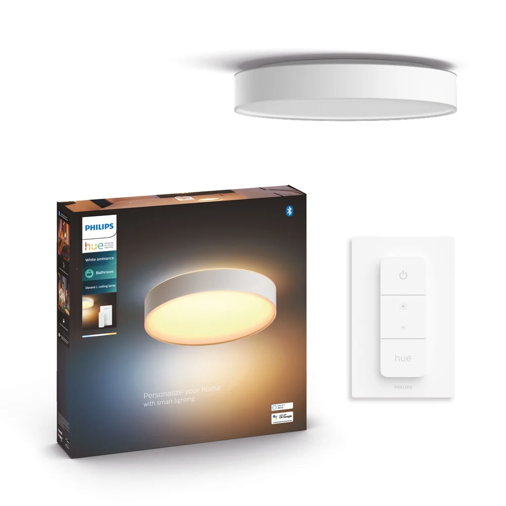 Philips Hue Taklampe Devere HUE, rund, 41,5 cm, 34W, hvit v:6434592 Philips Hue Taklampe Devere HUE, rund, 41,5 cm, 34W, hvit v:6434592