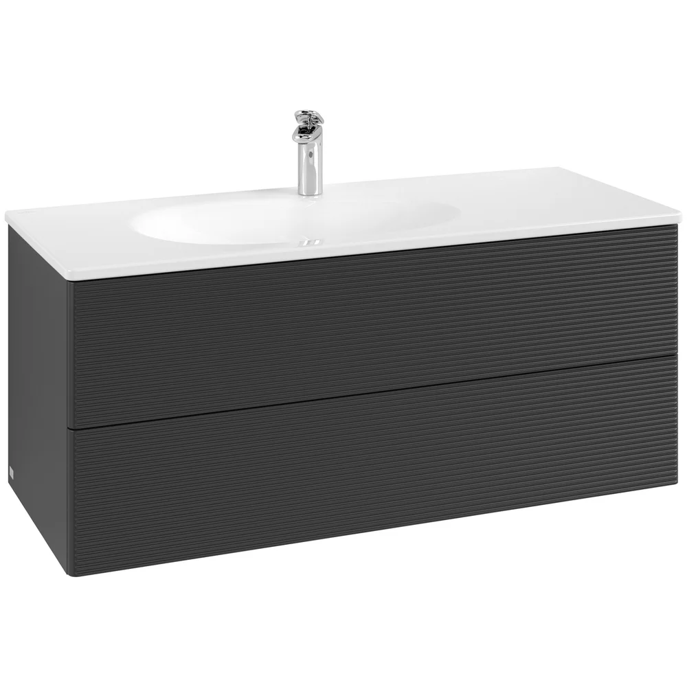 V&B ANTAO SERVANTSKAP 2 SKUFFER RILLET 1188X504X492 VENSTRE MATT SORT v:6929052