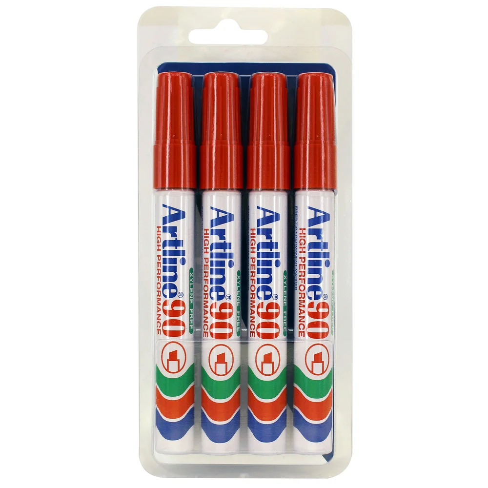 Artline Merkepenn 90, 2-5 mm skråspiss, rød, 4-pakning. v:1009511