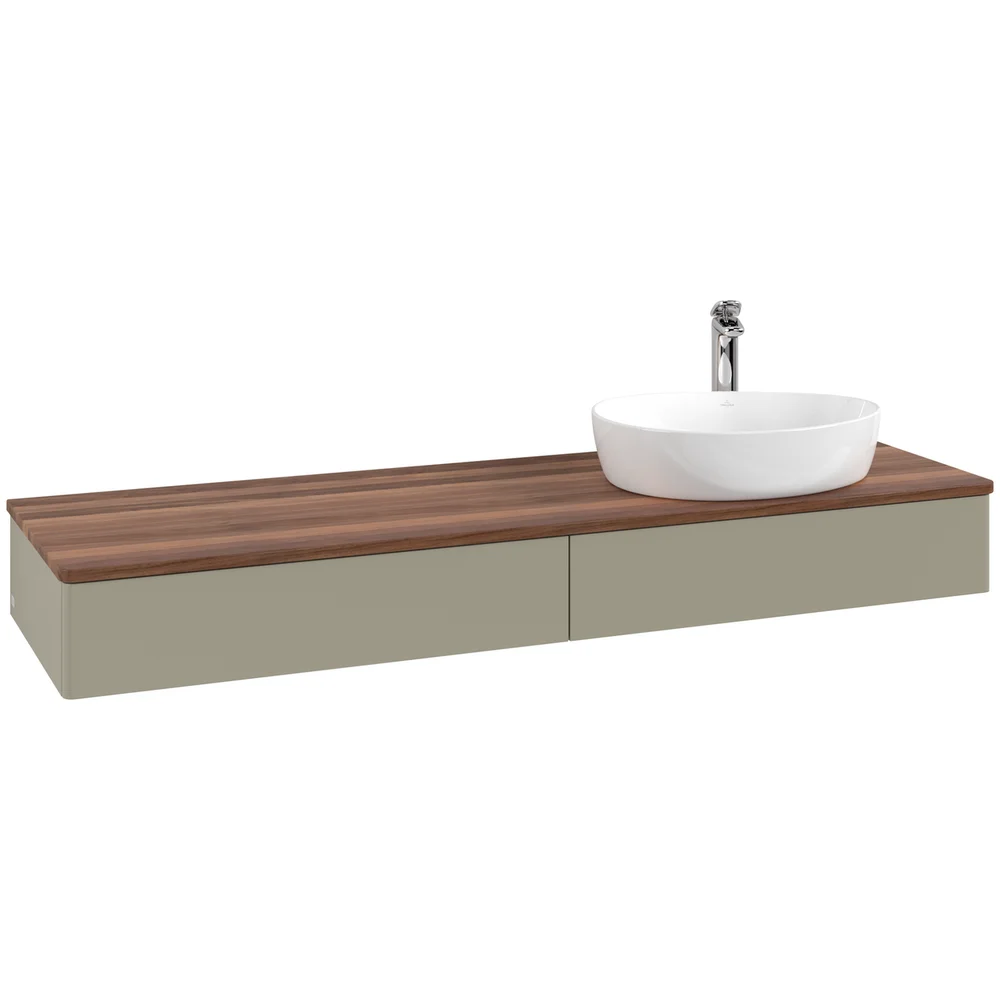 V&B ANTAO SERVANTSKAP 2 SKUFFER GLATT 1600X190X500 HØYRE M/KRANHULL STENGRÅ/VALNØTT v:4176541