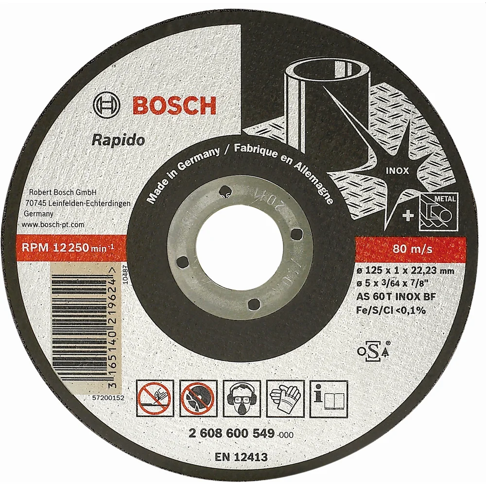 BOSCH KAPPESKIVE Ø125X22.2X1.0 RETT INOX K60 v:2734826