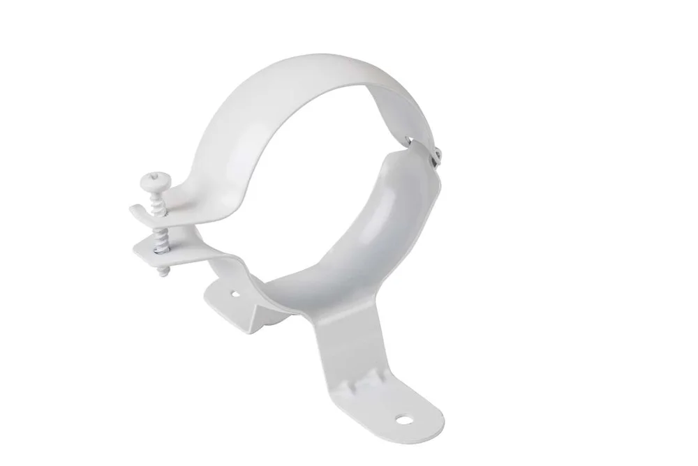 Nedløpsklamme stål 75mm hvit v:8555544