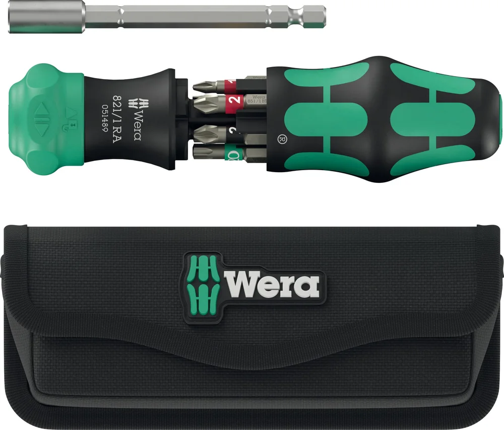 WERA SKRALLE KRAFTFORM KOMPAKT 28 RA MED FODRAL, 6 DELER v:9076521