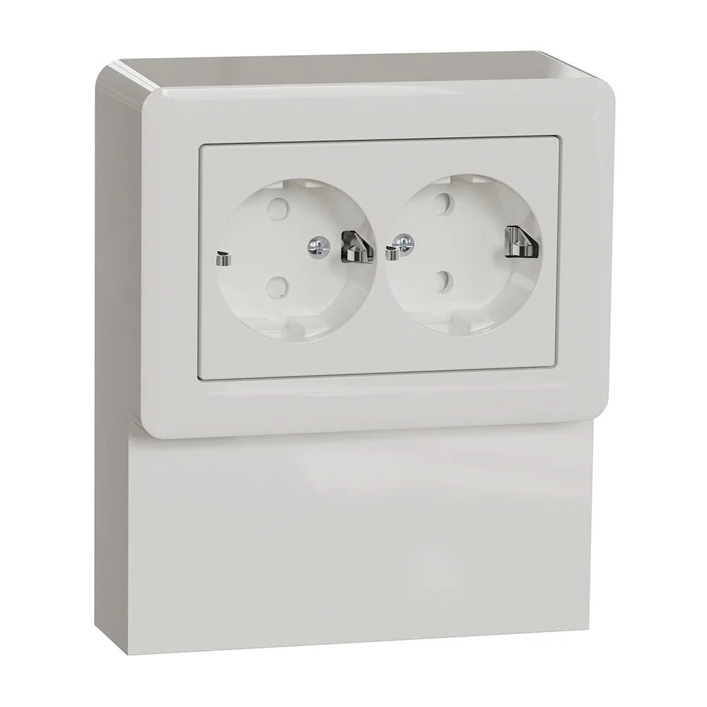 Schneider Electric Vegguttak, Exxact, sokkelboks, 2-vegs, jordet, utenpåliggende, hvit. v:3782191