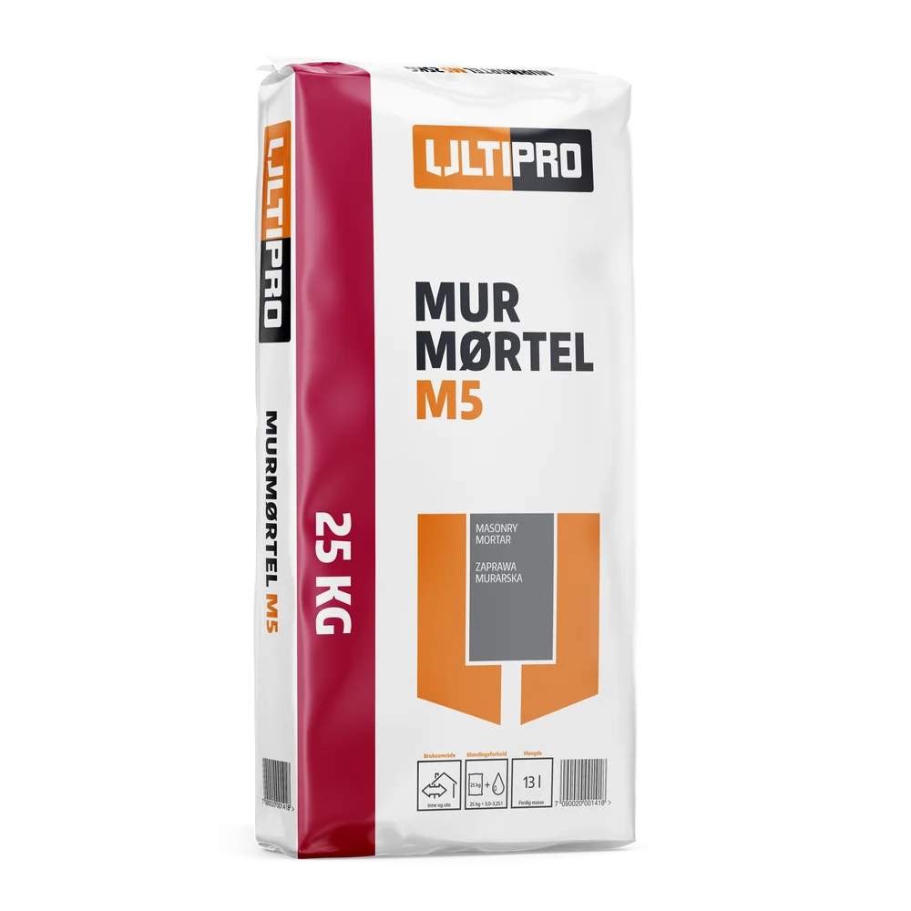 Ultipro Murmørtel M5 25 kg – sementbasert tørrmørtel til muring, fuging og reparasjon v:2916155 Ultipro Murmørtel M5 25 kg – sementbasert tørrmørtel til muring, fuging og reparasjon v:2916155