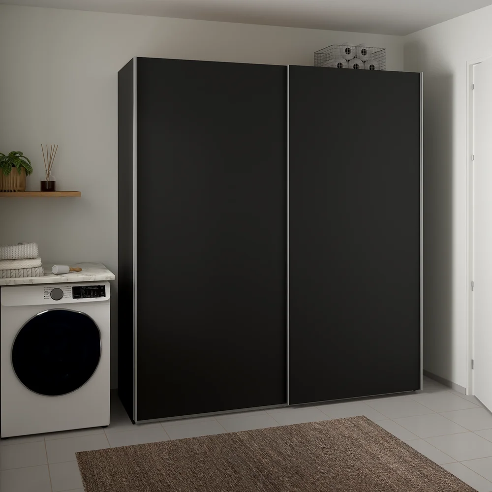 LIND NEST SKYVEDØRSGARDEROBE 200X220X67CM SORT v:1127570